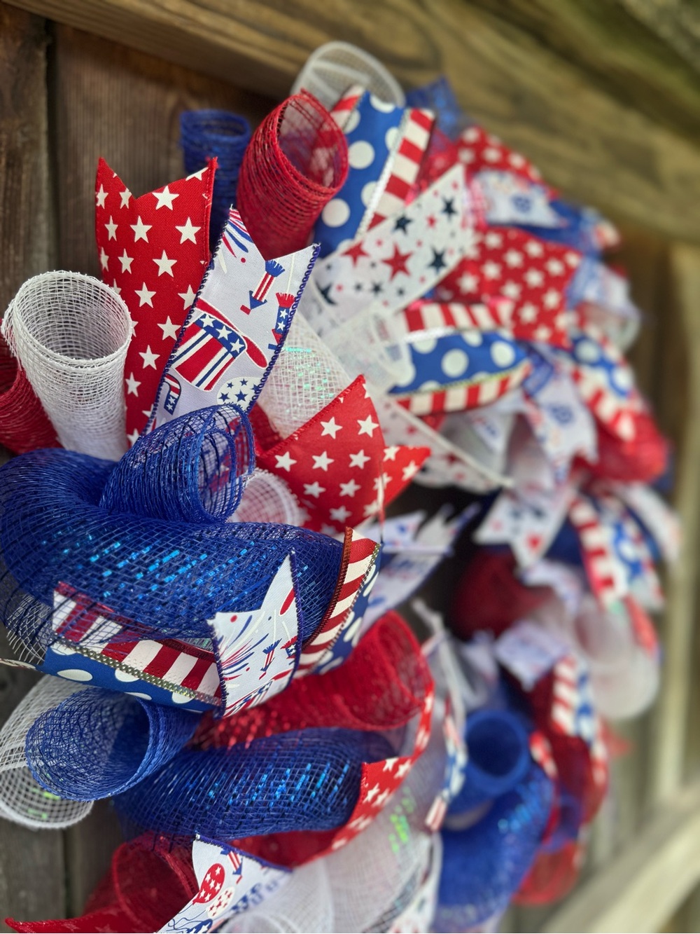 Patriotic Red, White & Blue Holiday Wreath - Home Holiday - Picture 5 of 6